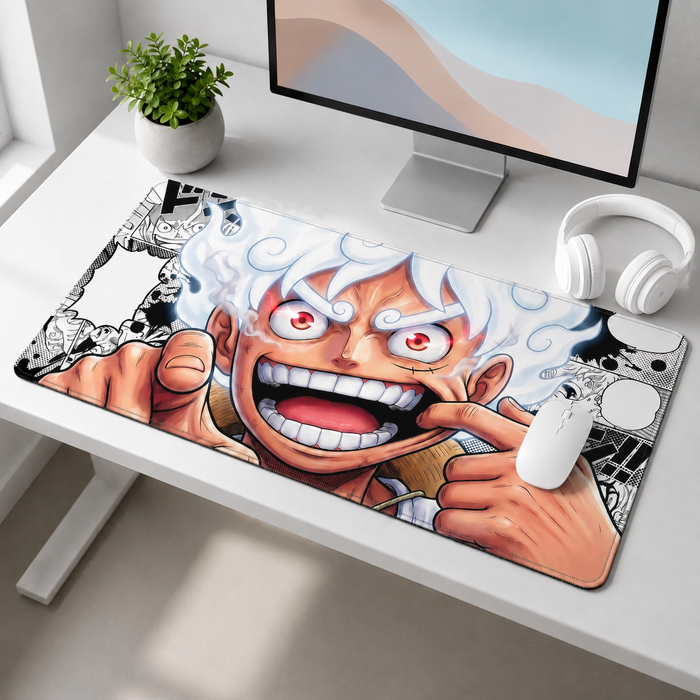 Epic White-Haired Warrior Gaming Desk Mat Mouse Pad