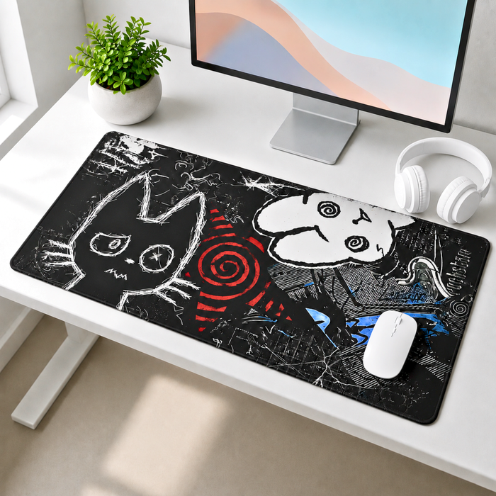 Midnight Doodle Chaos Desk Mat Mouse Pad