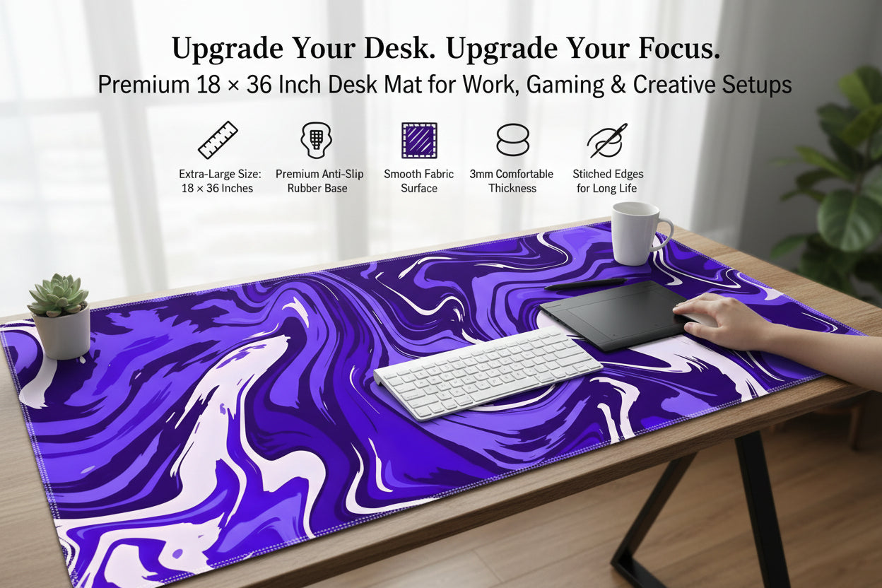 Abstract Purple Desk Mat Mouse Pad