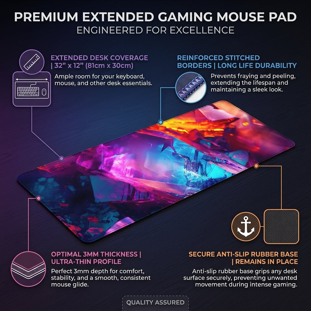 Neon Rift Crystal Desk Mat Mouse Pad