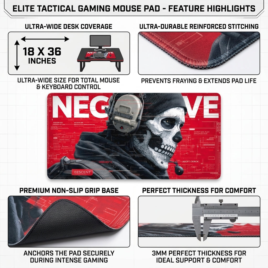 Phantom Ops Skull Gaming Desk Mat Mouse Pad