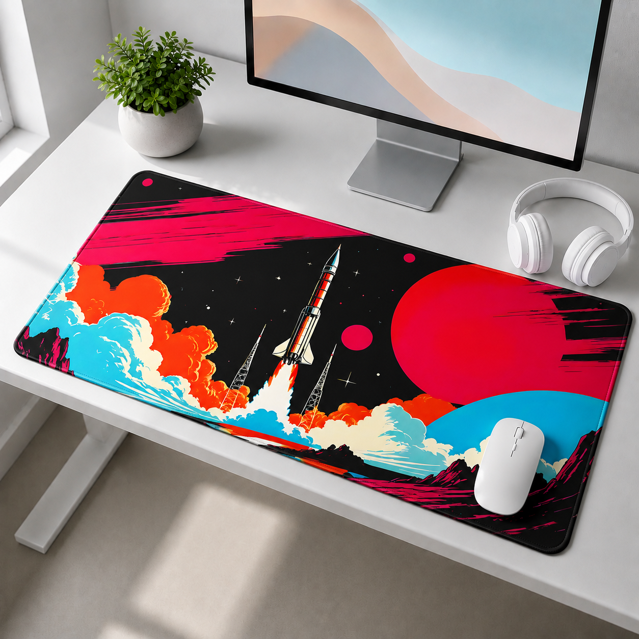 Rocket Launch Desk Mat Mouse Pad