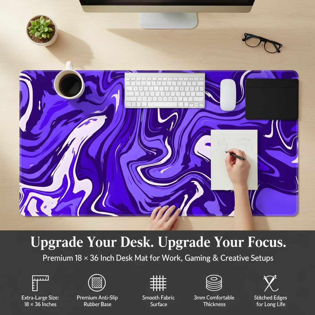 Abstract Purple Desk Mat Mouse Pad