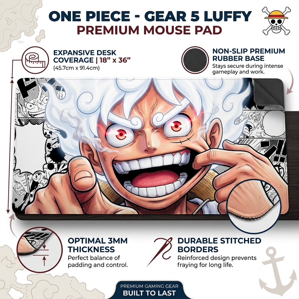 Epic White-Haired Warrior Gaming Desk Mat Mouse Pad