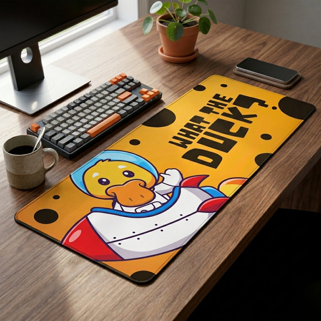 Funny Astronaut What the Duck Desk Mat Mouse Pad