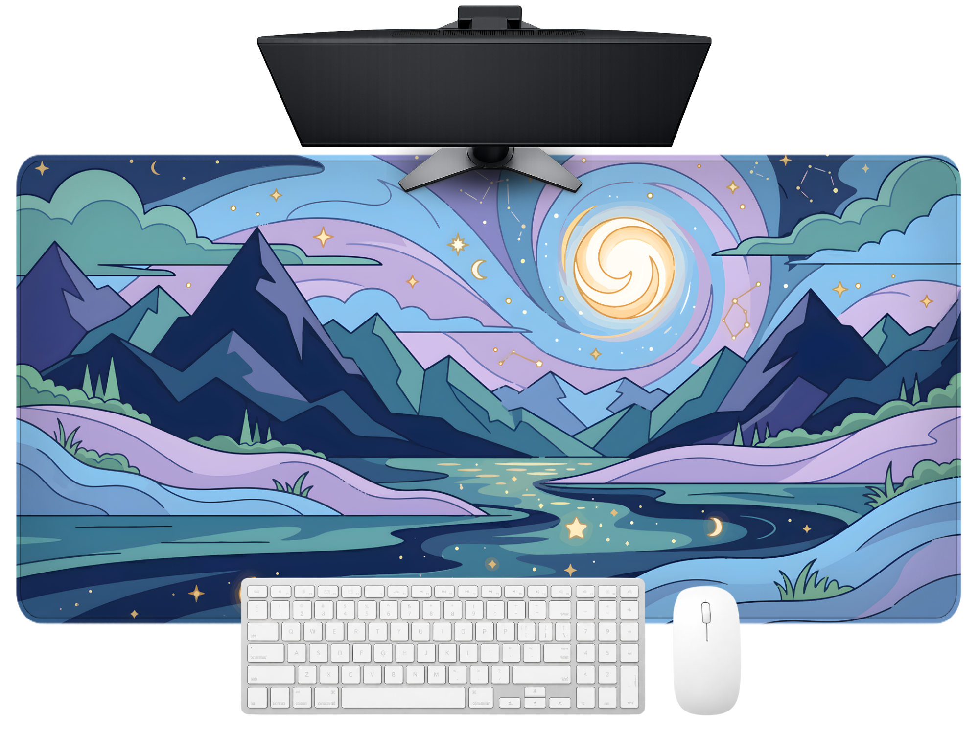 Celestial Nightscape Desk Mat Mouse Pad