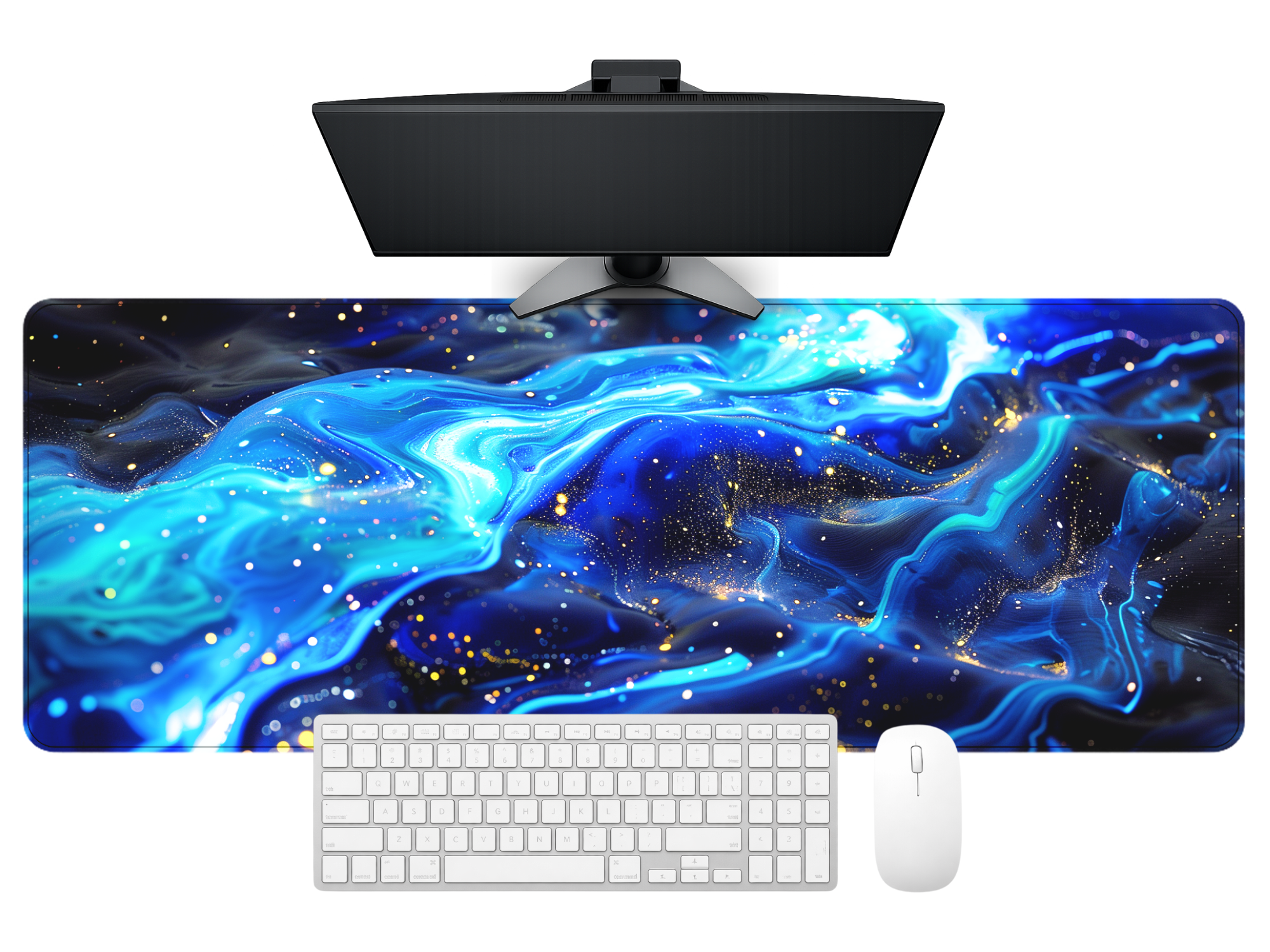 Cosmic Blue Flow Desk Mat Mouse Pad