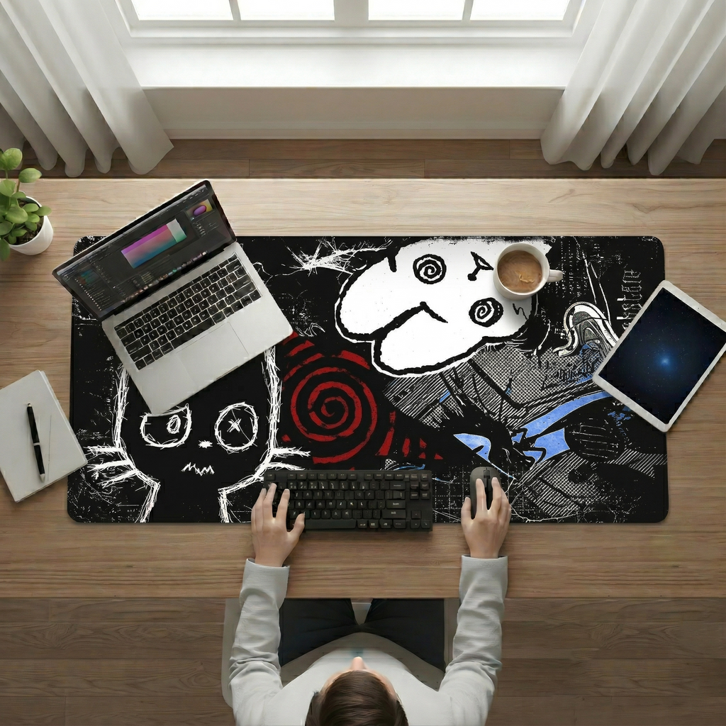 Midnight Doodle Chaos Desk Mat Mouse Pad