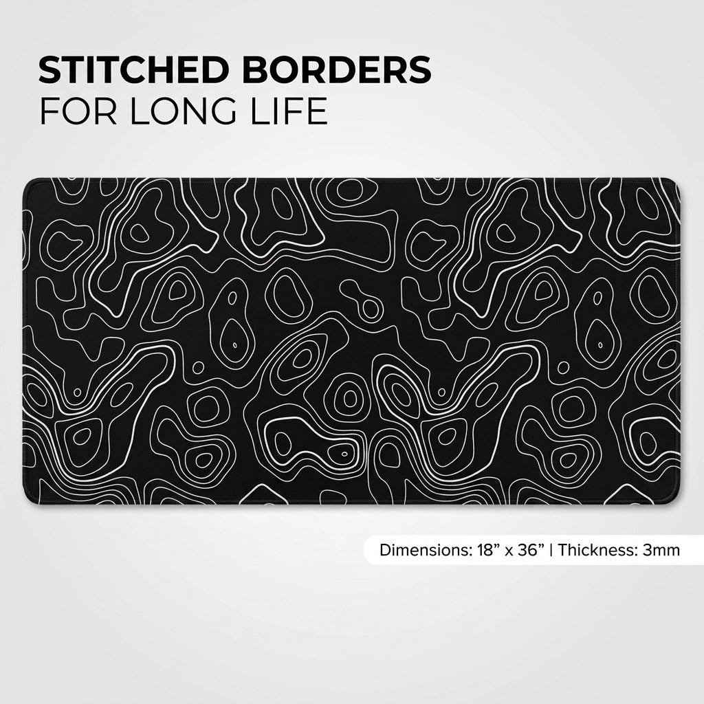 Contour Black Extended Topography Desk Mat Mouse Pad