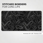 Contour Black Extended Topography Desk Mat Mouse Pad