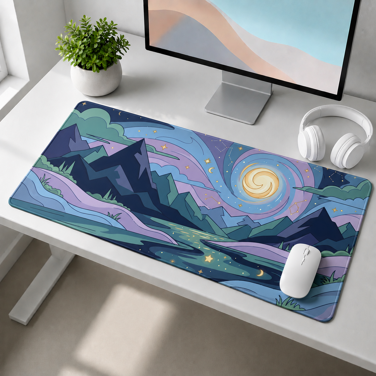 Celestial Nightscape Desk Mat Mouse Pad