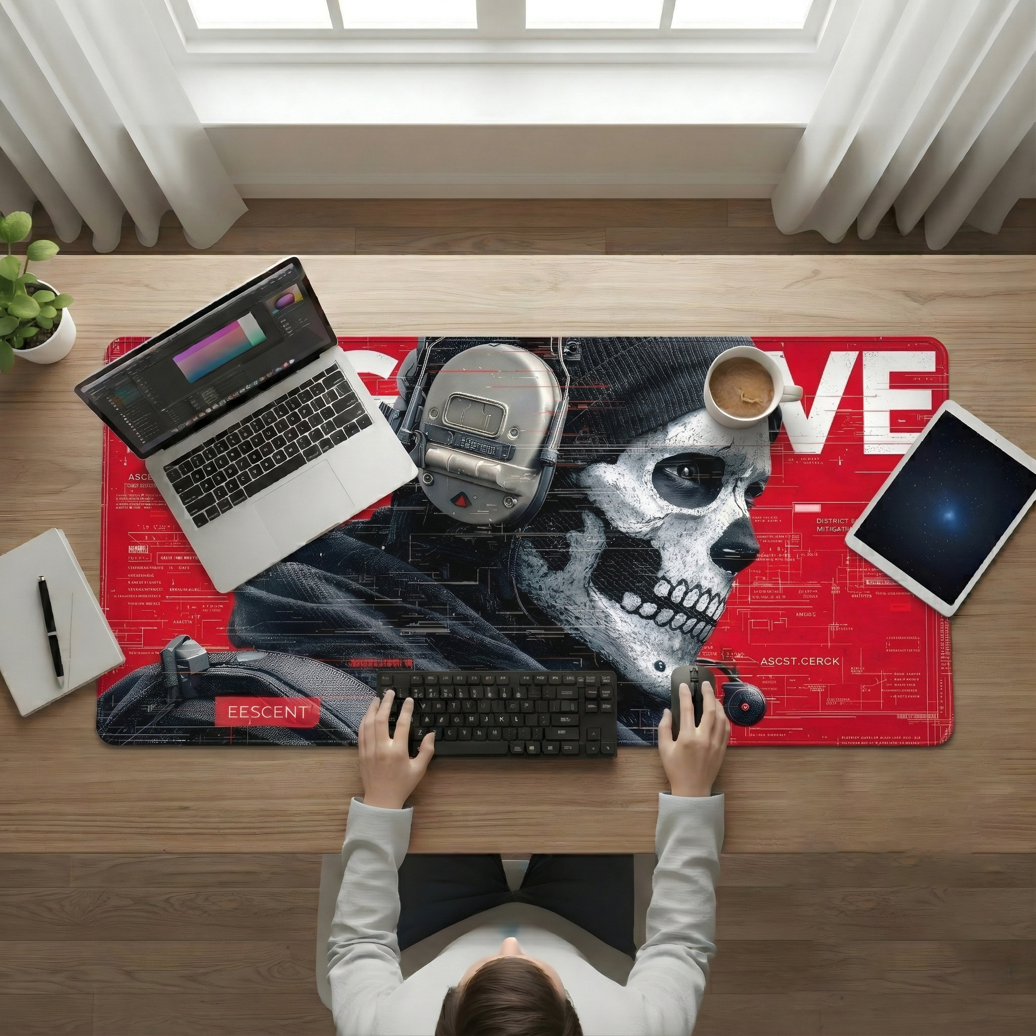 Phantom Ops Skull Gaming Desk Mat Mouse Pad