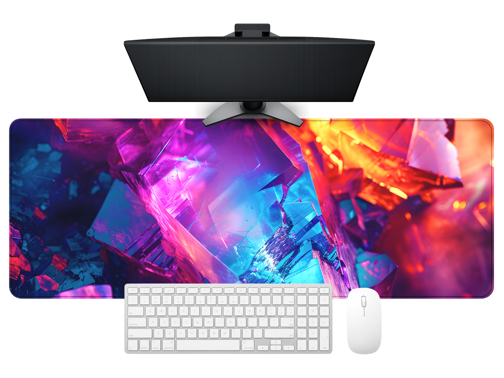 Neon Rift Crystal Desk Mat Mouse Pad