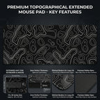 Contour Black Extended Topography Desk Mat Mouse Pad