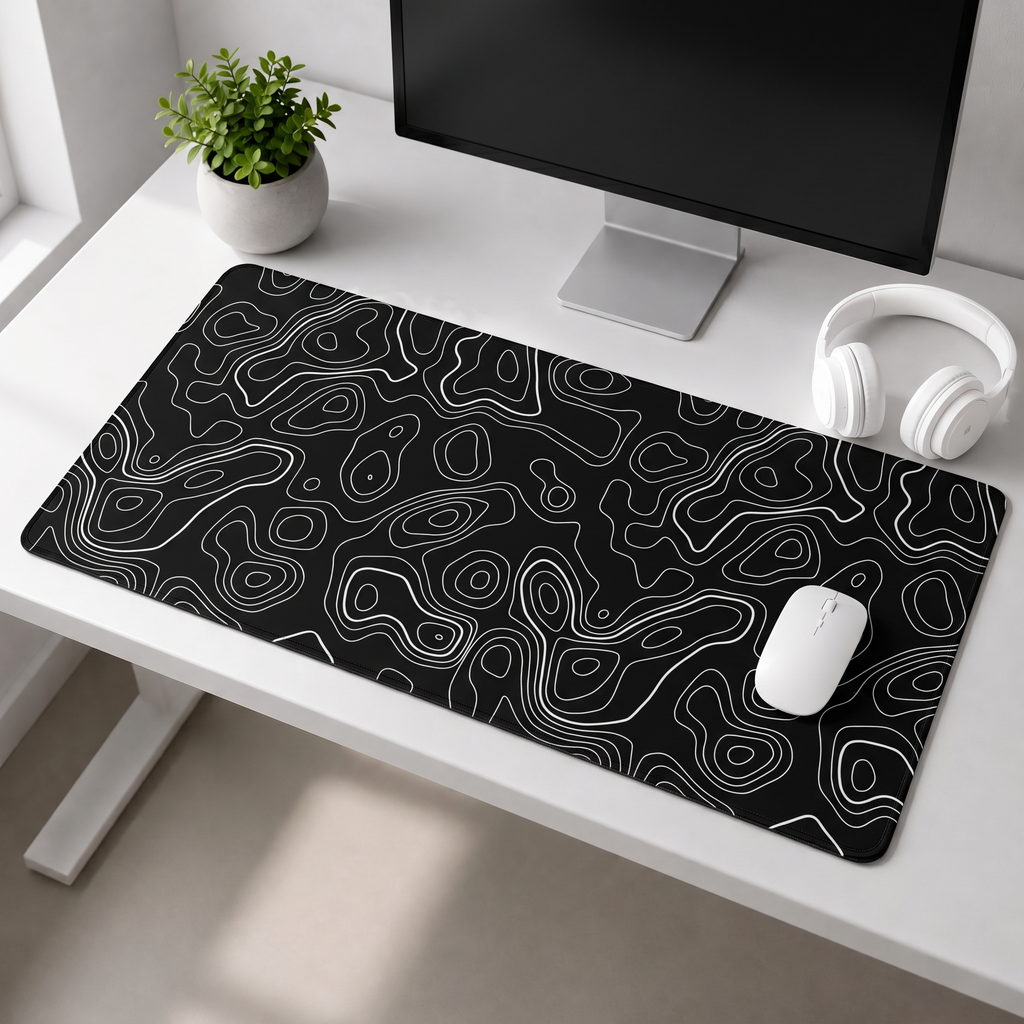 Contour Black Extended Topography Desk Mat Mouse Pad