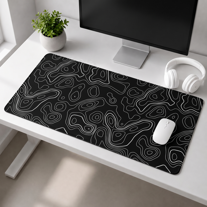 Contour Black Extended Topography Desk Mat Mouse Pad