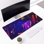 Neon Grid Pulse Desk Mat Mouse Pad