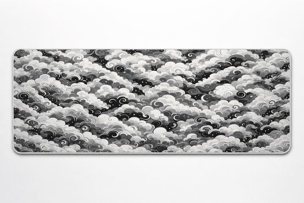 Monochrome Cloudwave Desk Mat Mouse Pad