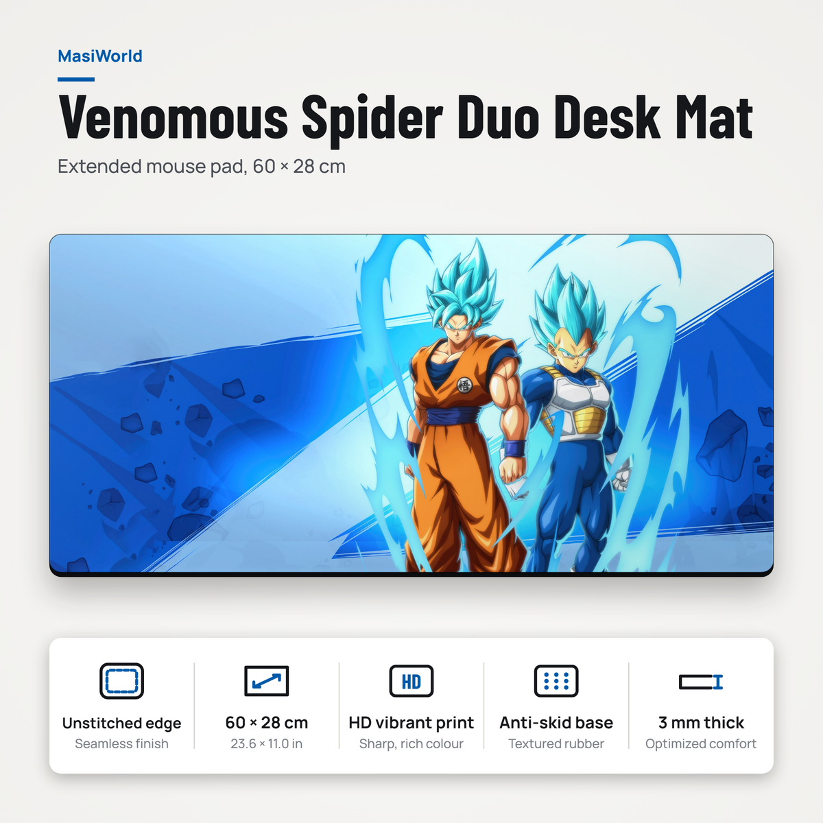 Blue Energy Duo Gaming Desk Mat Mouse Pad