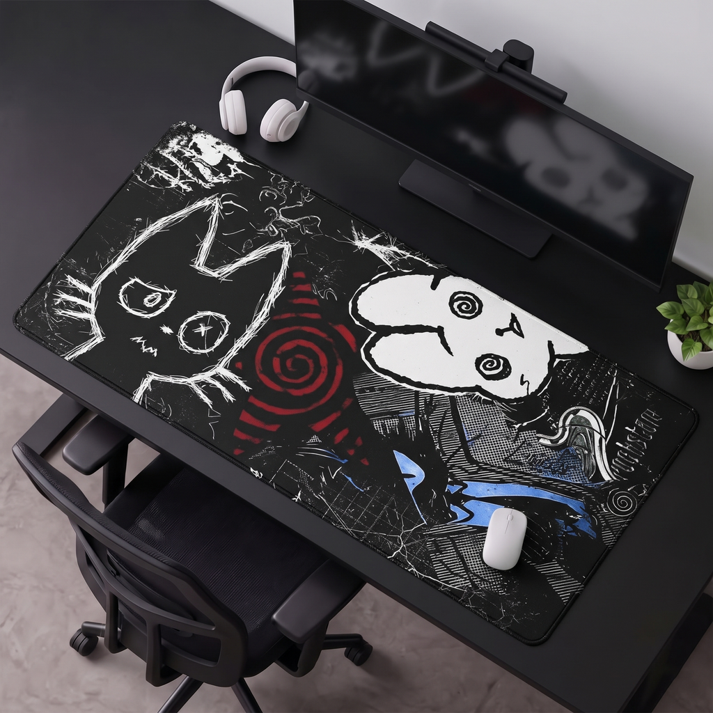 Midnight Doodle Chaos Desk Mat Mouse Pad