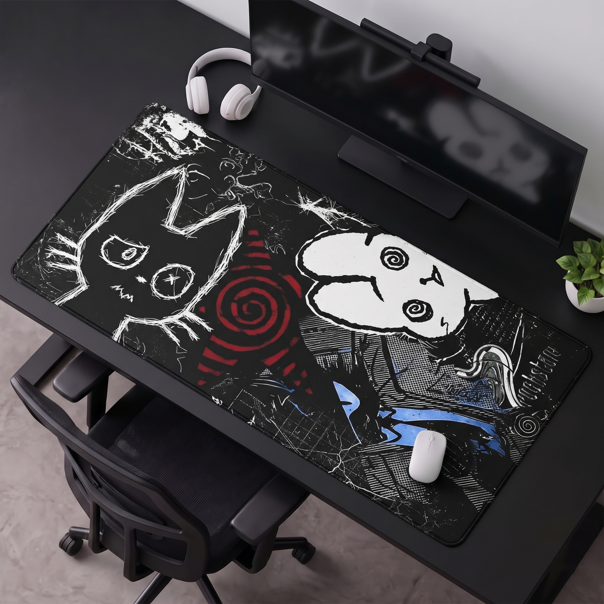 Midnight Doodle Chaos Desk Mat Mouse Pad