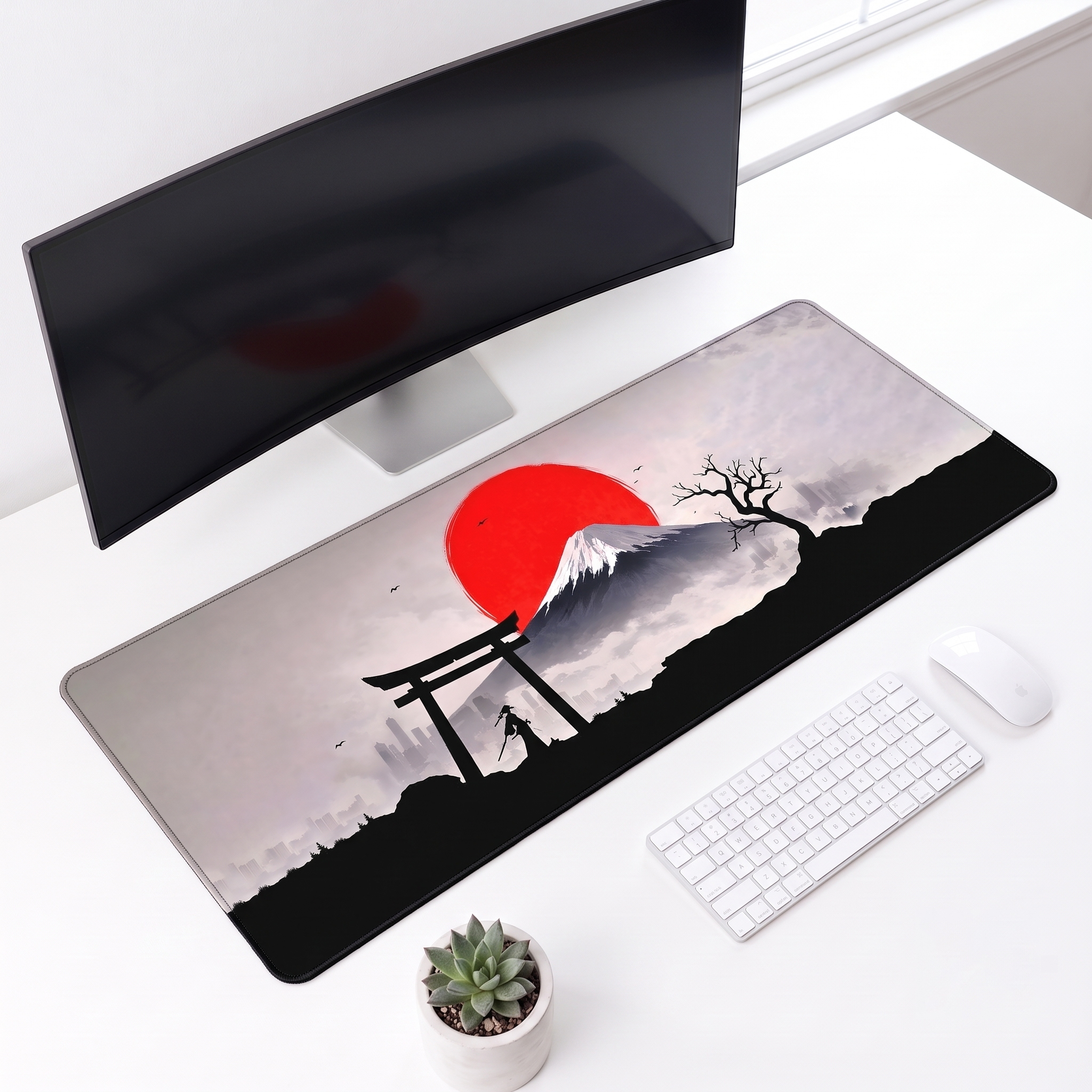 Crimson Horizon Desk Mat Mouse Pad