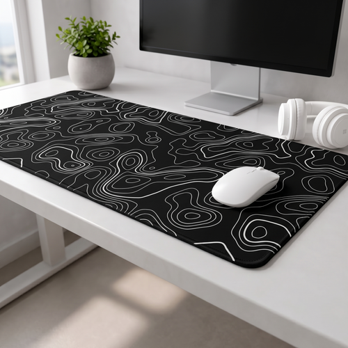 Contour Black Extended Topography Desk Mat Mouse Pad