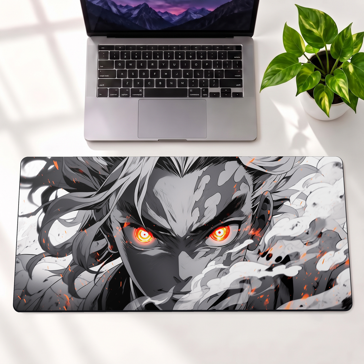 Monochrome Anime Style Desk Mat Mouse Pad