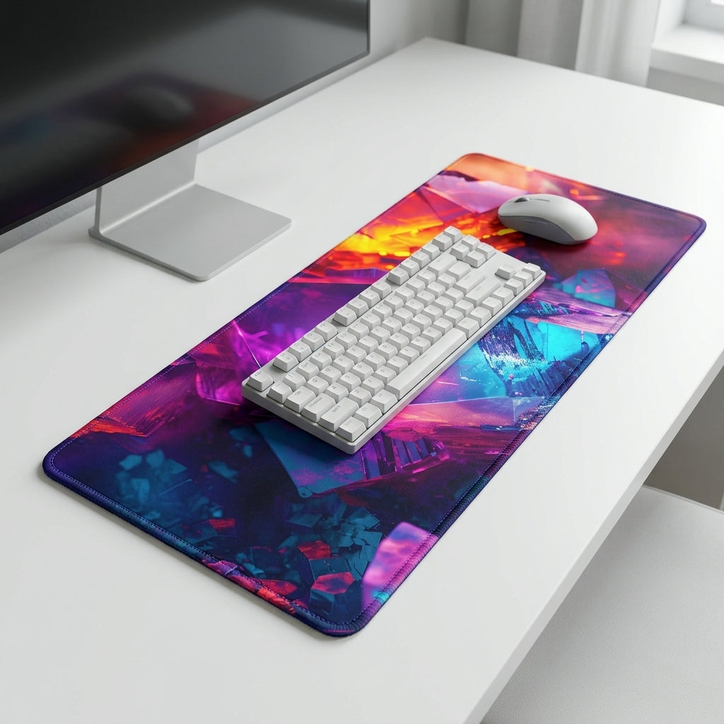 Neon Rift Crystal Desk Mat Mouse Pad