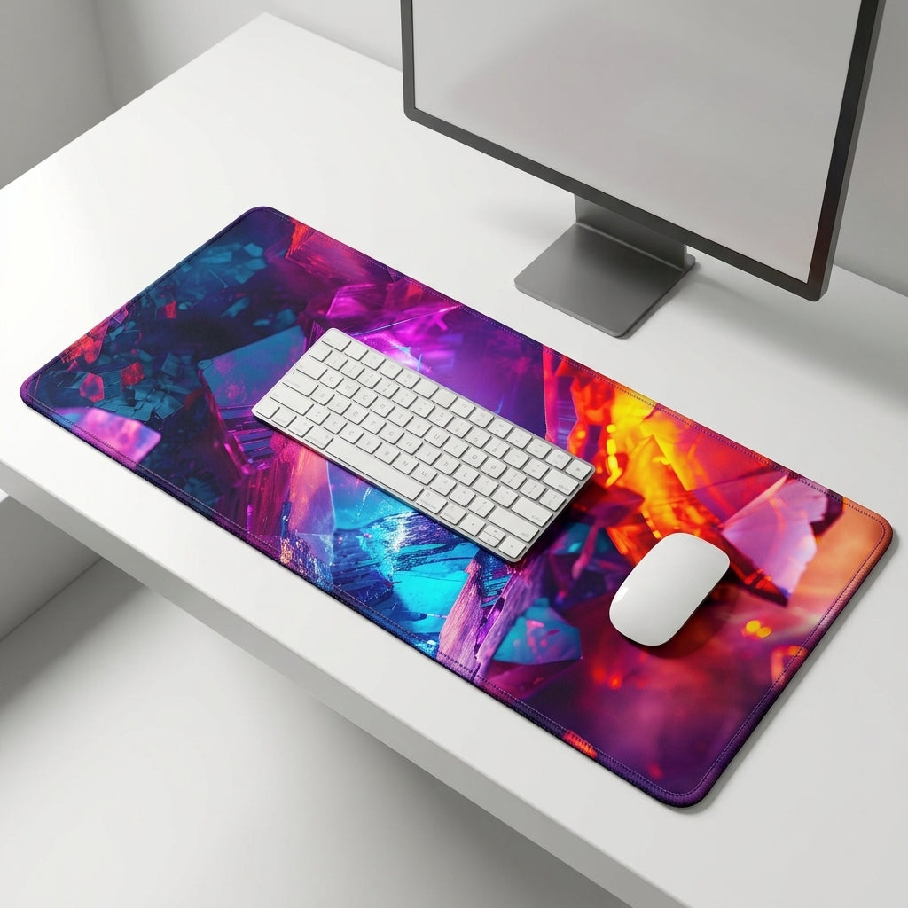 Neon Rift Crystal Desk Mat Mouse Pad