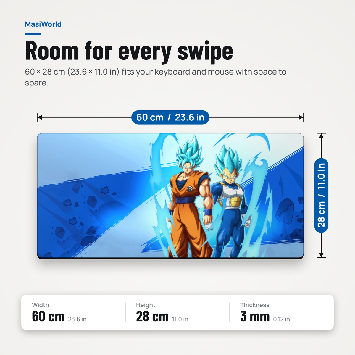 Blue Energy Duo Gaming Desk Mat Mouse Pad