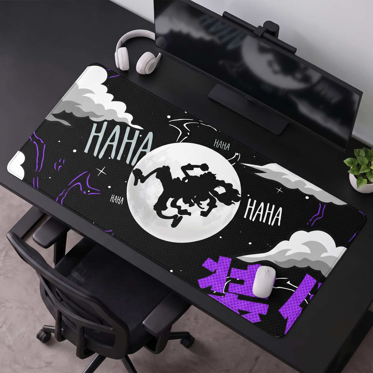 Abstract Shadow Moon Desk Mat Mouse Pad