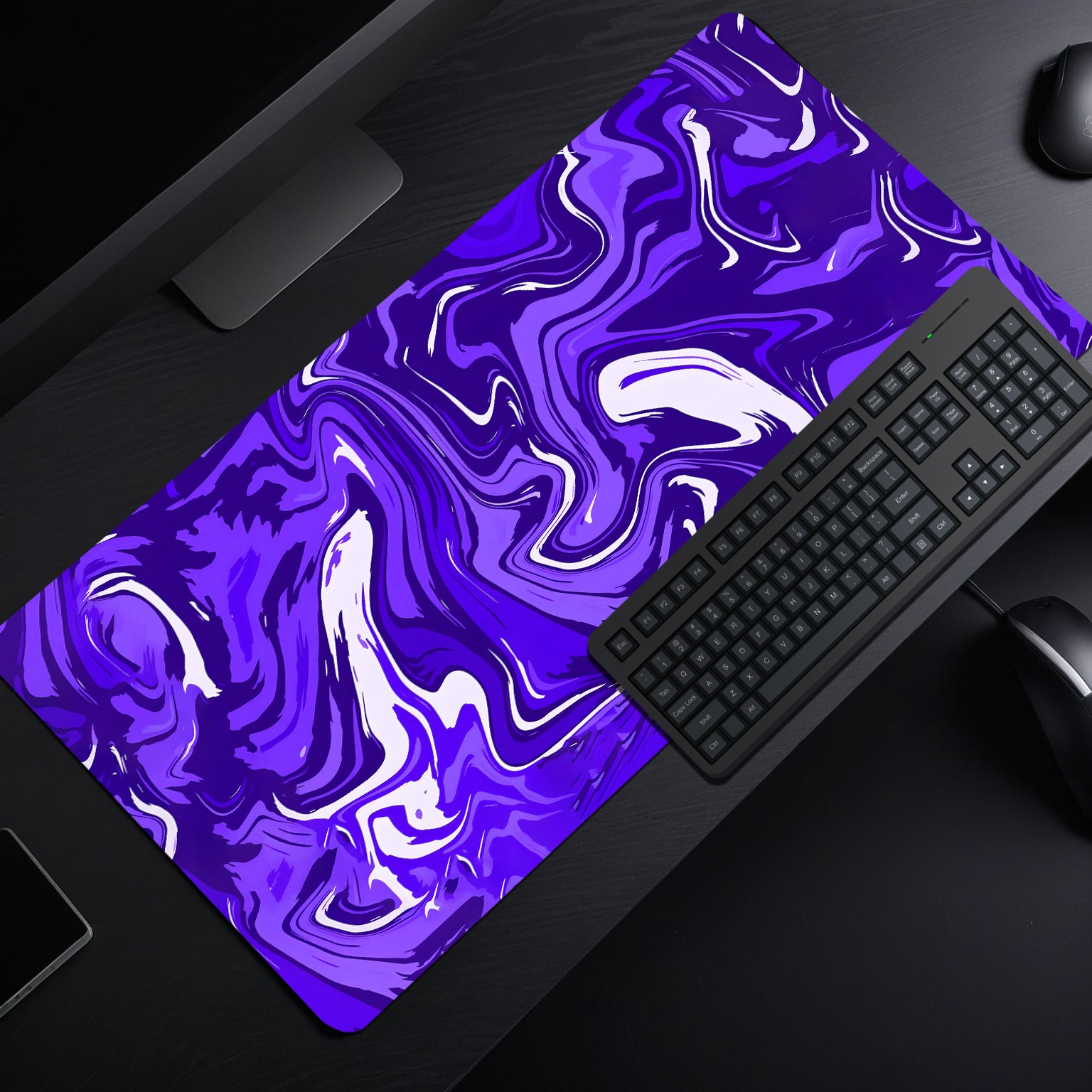 Purple Flux Abstract Mouse Pad (11 x 23 Inches) - 3mm Stitched Mouse Pad