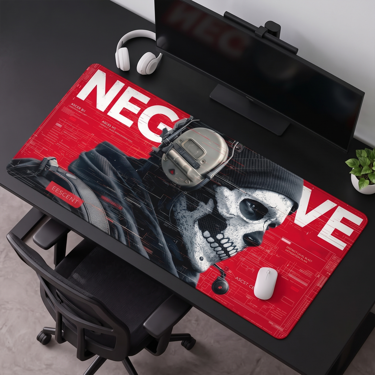 Phantom Ops Skull Gaming Desk Mat Mouse Pad