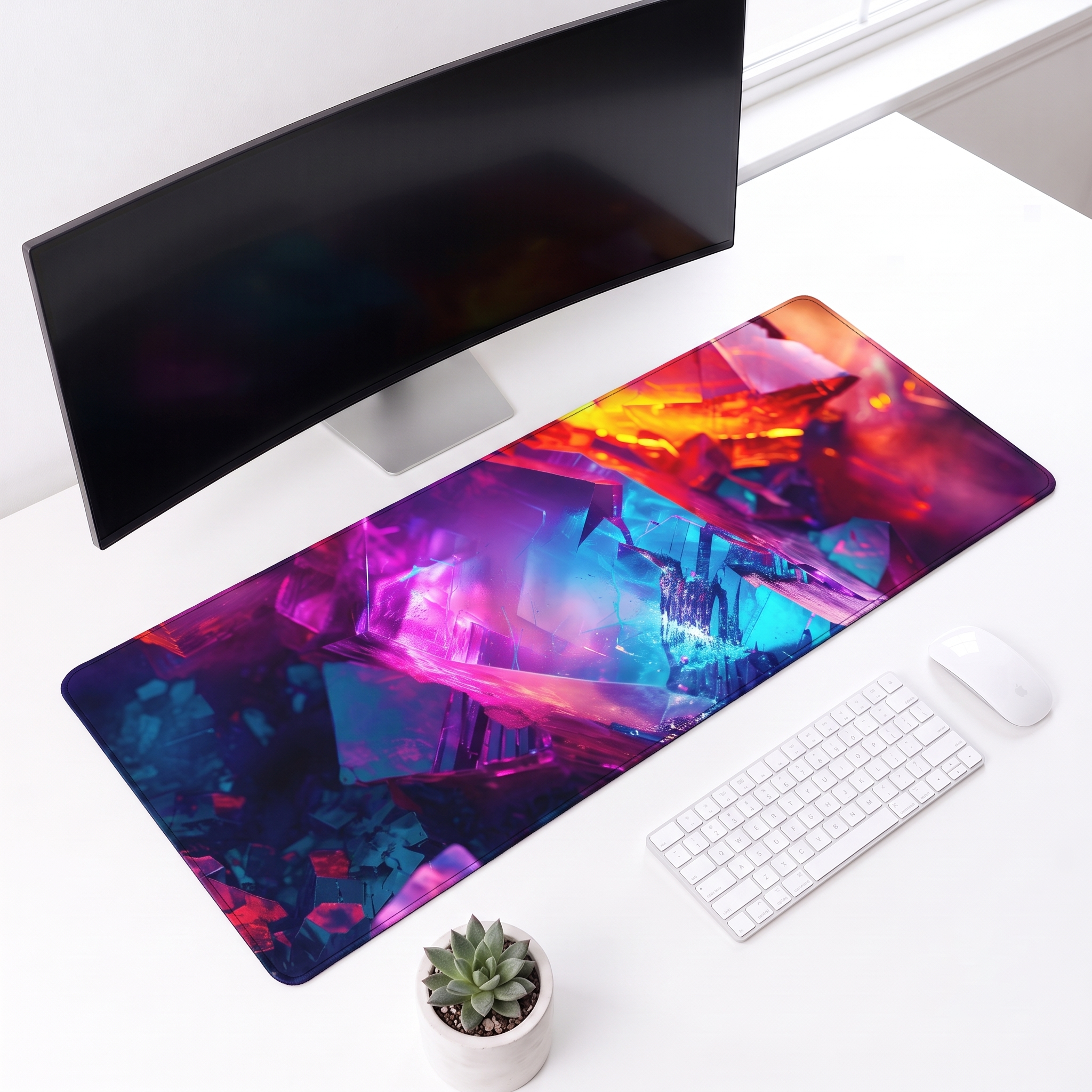 Neon Rift Crystal Desk Mat Mouse Pad
