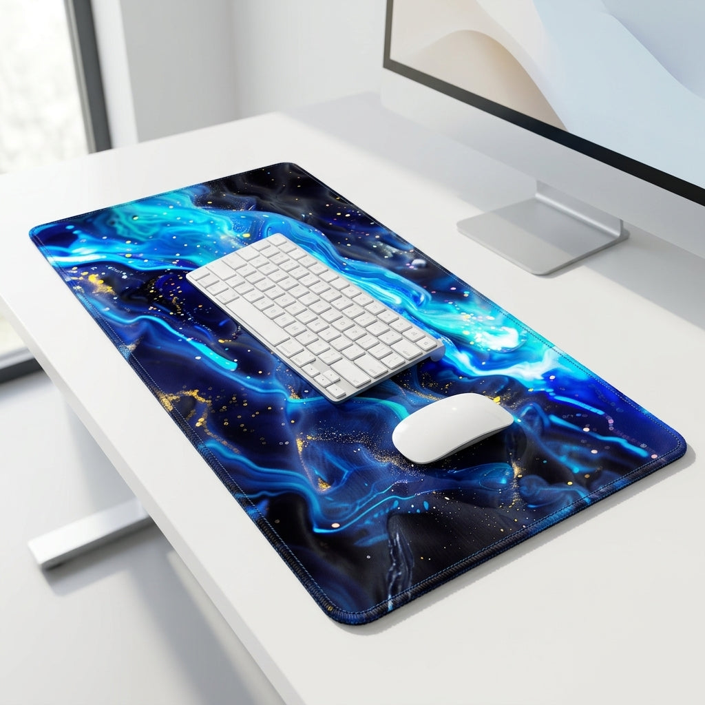 Cosmic Blue Flow Desk Mat Mouse Pad