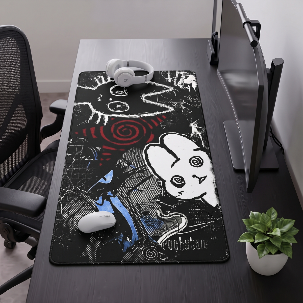 Midnight Doodle Chaos Desk Mat Mouse Pad