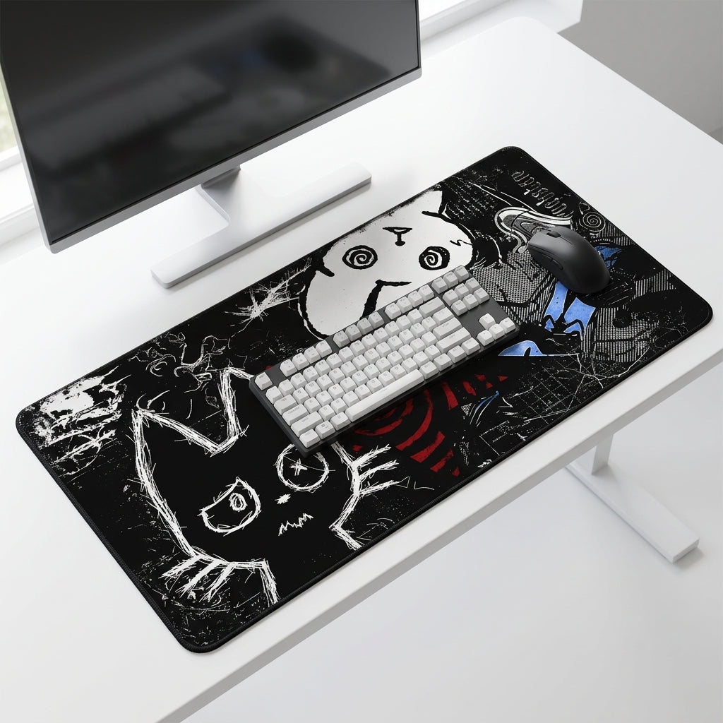 Midnight Doodle Chaos Desk Mat Mouse Pad