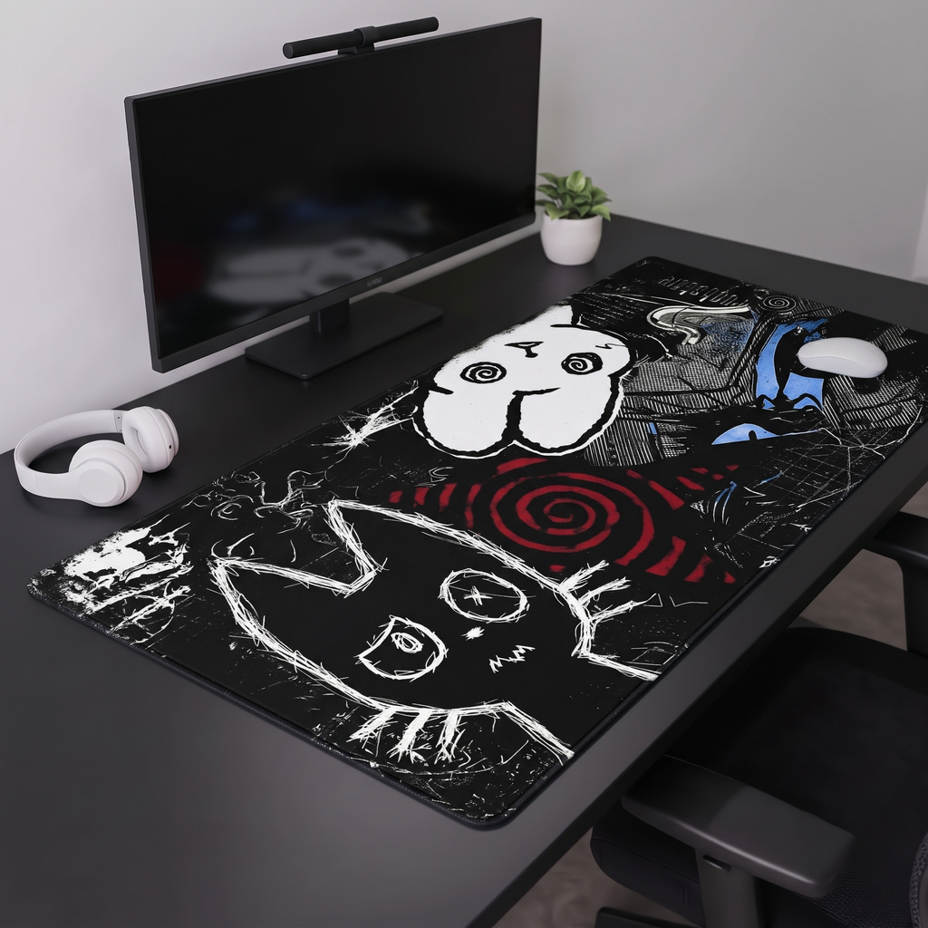 Midnight Doodle Chaos Desk Mat Mouse Pad