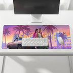 Neon Sunset Boulevard Desk Mat Mouse Pad