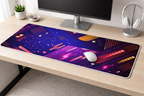Neon Grid Pulse Desk Mat Mouse Pad
