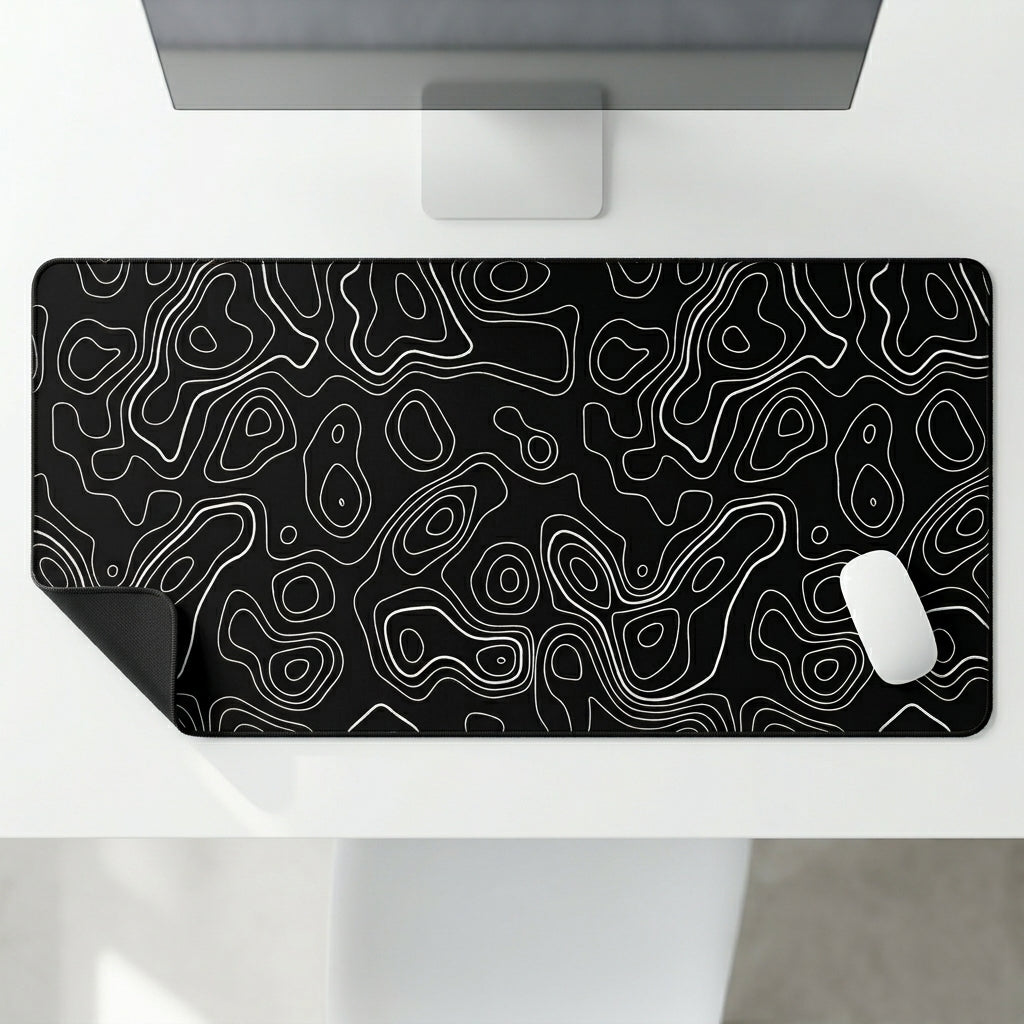 Contour Black Extended Topography Desk Mat Mouse Pad