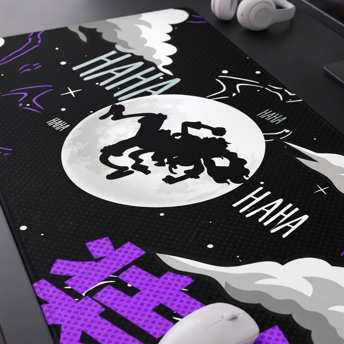 Abstract Shadow Moon Desk Mat Mouse Pad