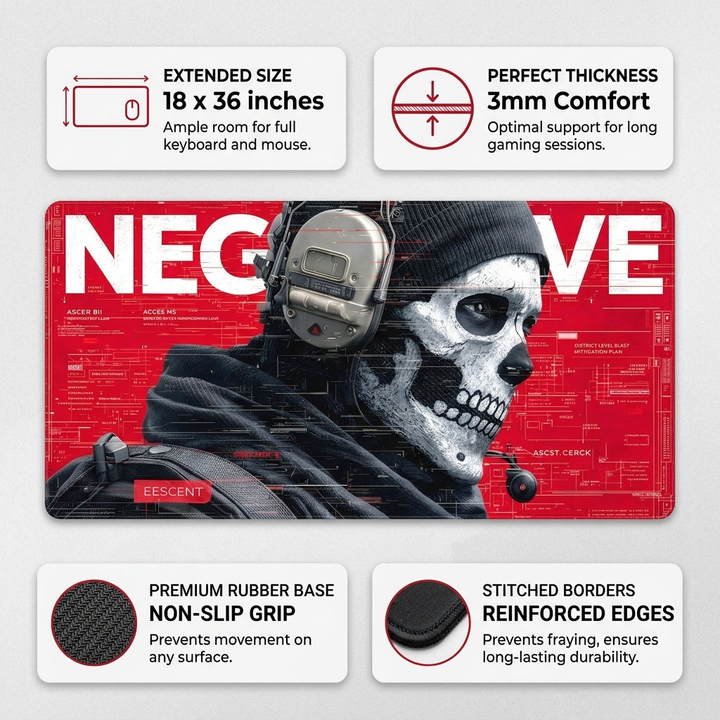 Phantom Ops Skull Gaming Desk Mat Mouse Pad