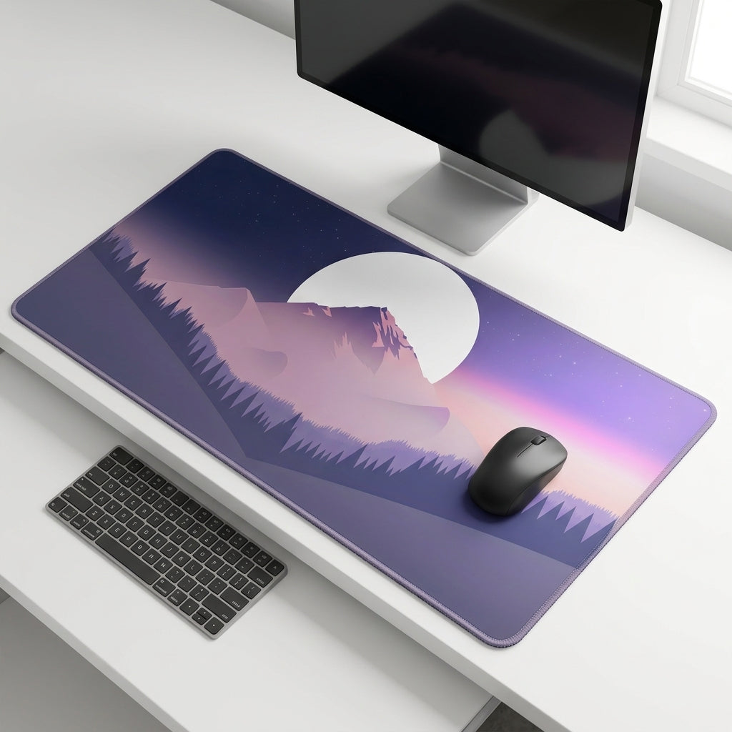 Moonrise Mountain Desk Mat Mouse Pad