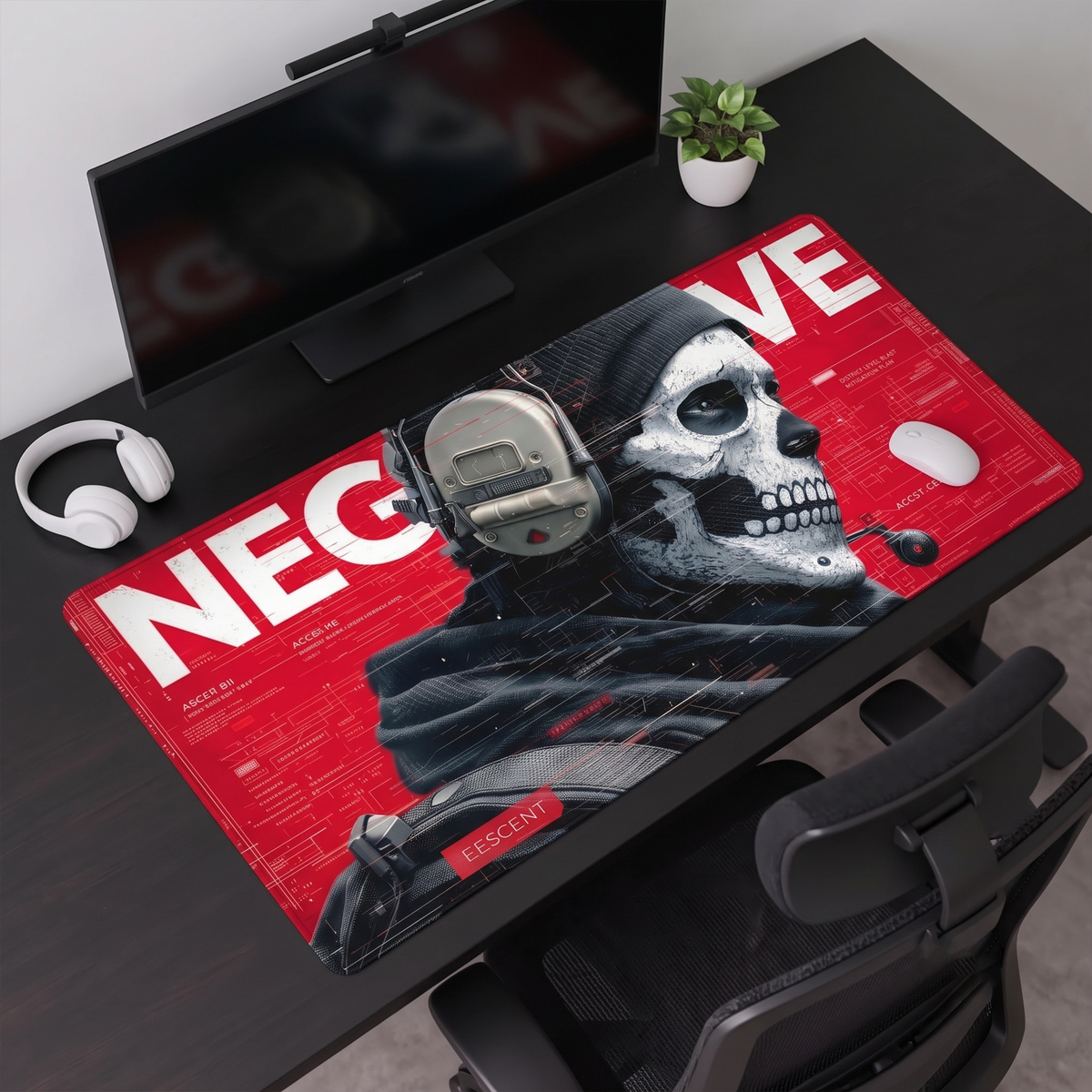Phantom Ops Skull Gaming Desk Mat Mouse Pad