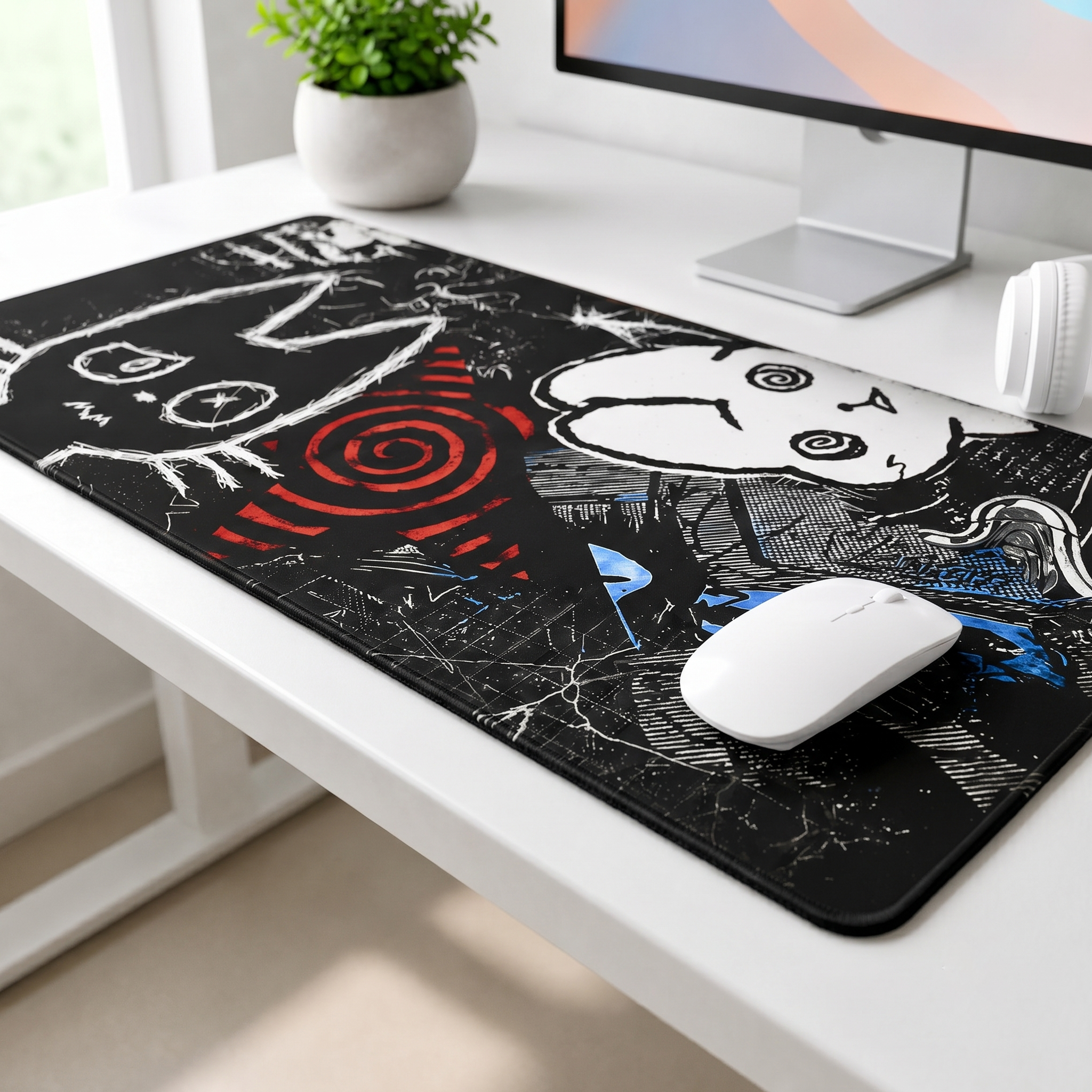 Midnight Doodle Chaos Desk Mat Mouse Pad