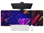 Neon Grid Pulse Desk Mat Mouse Pad
