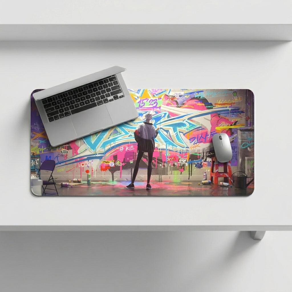 Urban Graffiti Artist Desk Mat Mouse Pad