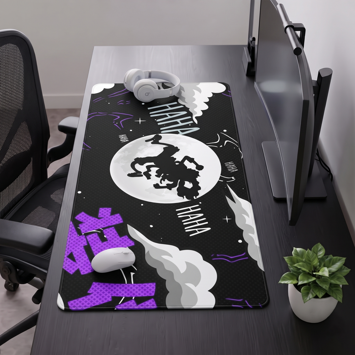 Abstract Shadow Moon Desk Mat Mouse Pad